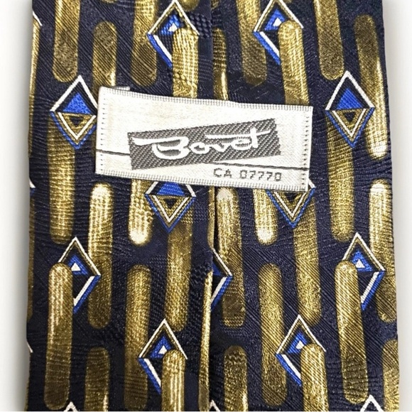 Bovet Hand Finished Classy 100% Silk Men's Fashion Neck Tie Earthy Geometric - Picture 2 of 5